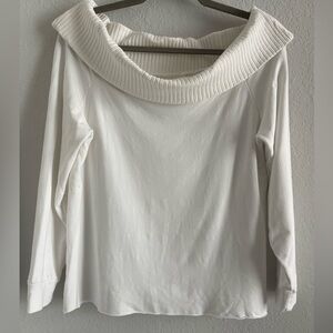 CALE Off-the-Shoulder Sweater in Off-White